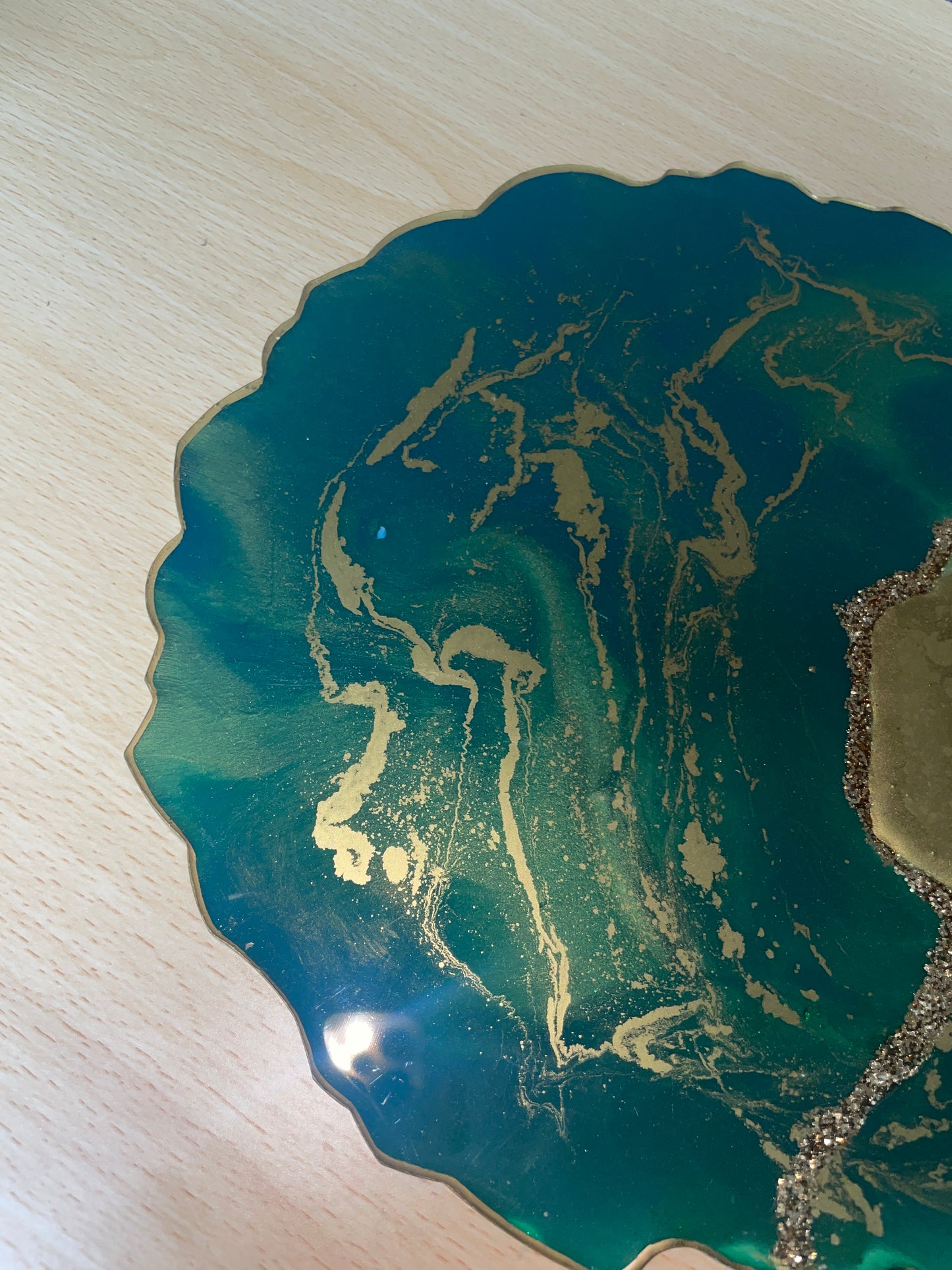 Green and gold - Round Resin Placemat