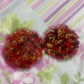 Red with gold flakes and rose petals Small Irregular Round Coasters - Set of 2