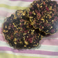 Black with gold flakes and rose petals Small Irregular Round Coasters - Set of 2