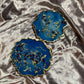 Blue ombre with gold flakes and rose petals Small Irregular Round Coasters - Set of 2