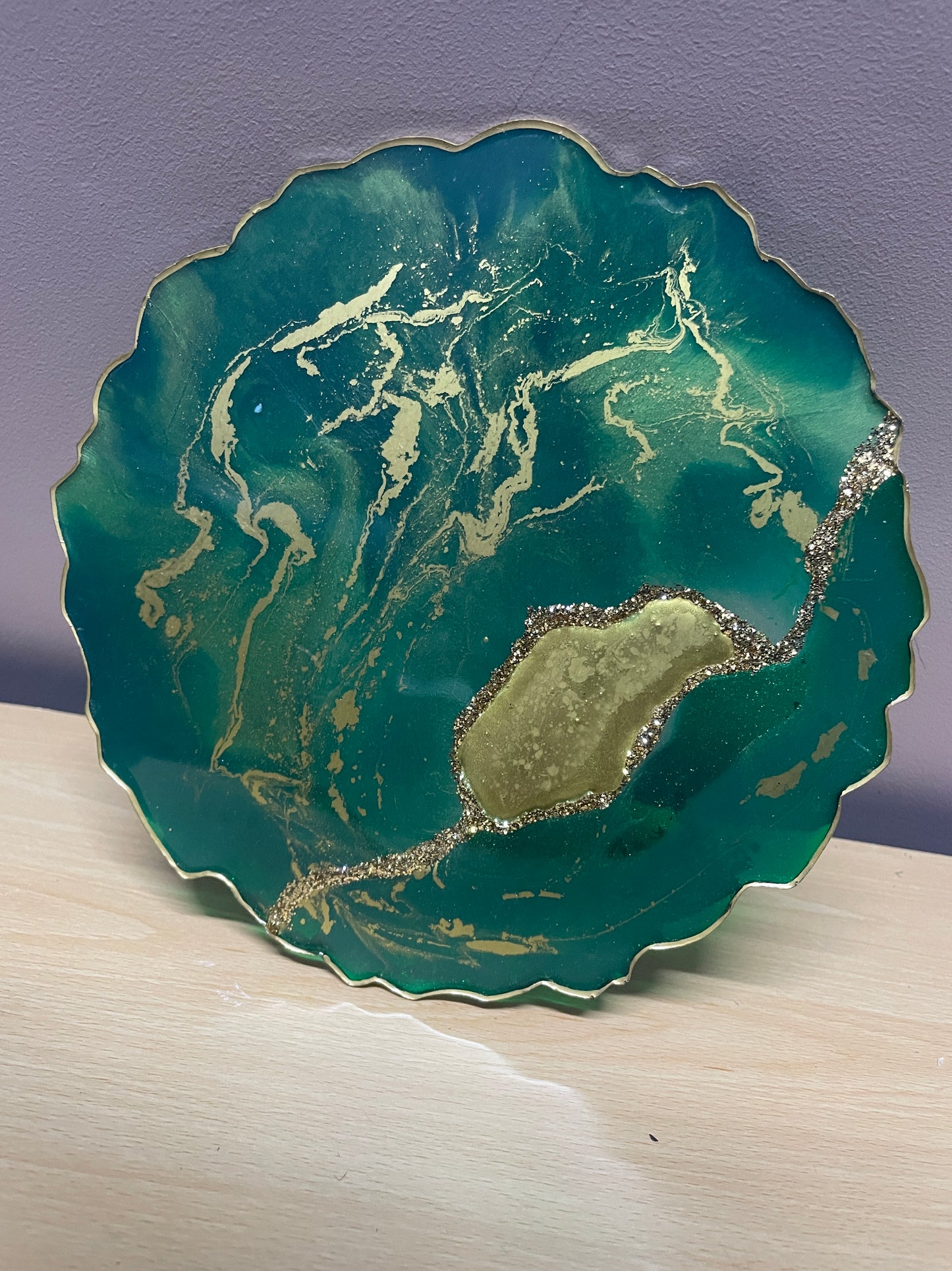 Green and gold - Round Resin Placemat