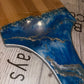 Blue, white and silver, Bamboo Charcuterie Paddle Board 48x15cm