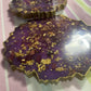 Purple with gold flakes and rose petals Small Irregular Round Coasters - Set of 2