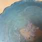 Teal, bluey green and silver with silver flakes - Round Resin Placemat