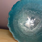 Teal, bluey green and silver with silver flakes - Round Resin Placemat