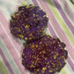 Purple with gold flakes and rose petals Small Irregular Round Coasters - Set of 2