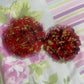 Red with gold flakes and rose petals Small Irregular Round Coasters - Set of 2