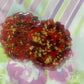 Red with gold flakes and rose petals Small Irregular Round Coasters - Set of 2