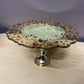 Cream, gold and clear, with rose petals and good flakes Irregular Round Pedestal Resin Cake Stand