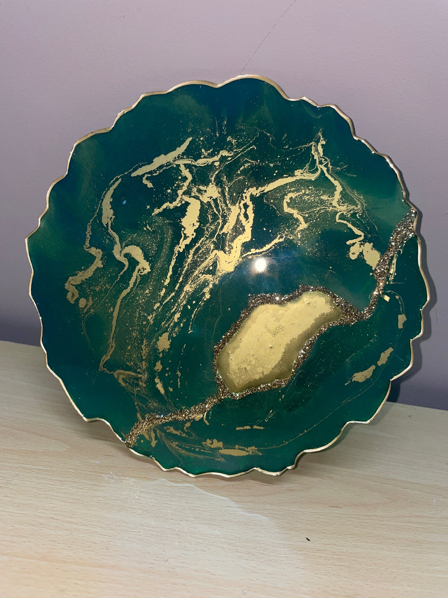 Green and gold - Round Resin Placemat