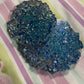 Blue and silver glitter Small Irregular Round Coasters - Set of 2