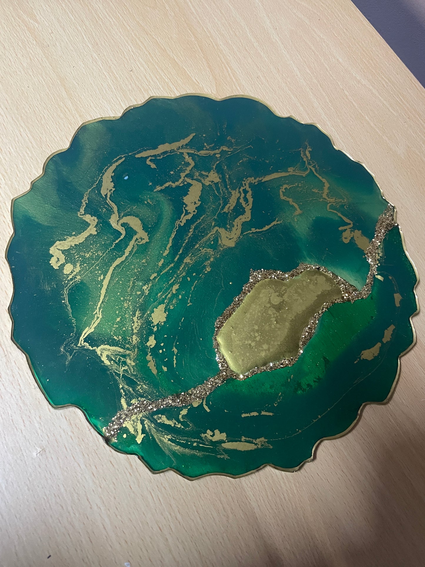 Green and gold - Round Resin Placemat