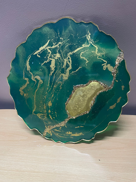 Green and gold - Round Resin Placemat