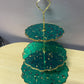 Sparkly Green with rose petals and gold flakes Three Tier Resin Cake Stand