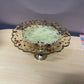 Cream, gold and clear, with rose petals and good flakes Irregular Round Pedestal Resin Cake Stand