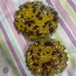 Yellow with gold flakes and rose petals Small Irregular Round Coasters - Set of 2