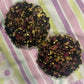 Black with gold flakes and rose petals Small Irregular Round Coasters - Set of 2