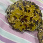 Yellow with gold flakes and rose petals Small Irregular Round Coasters - Set of 2