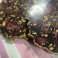 Black with gold flakes and rose petals Small Irregular Round Coasters - Set of 2