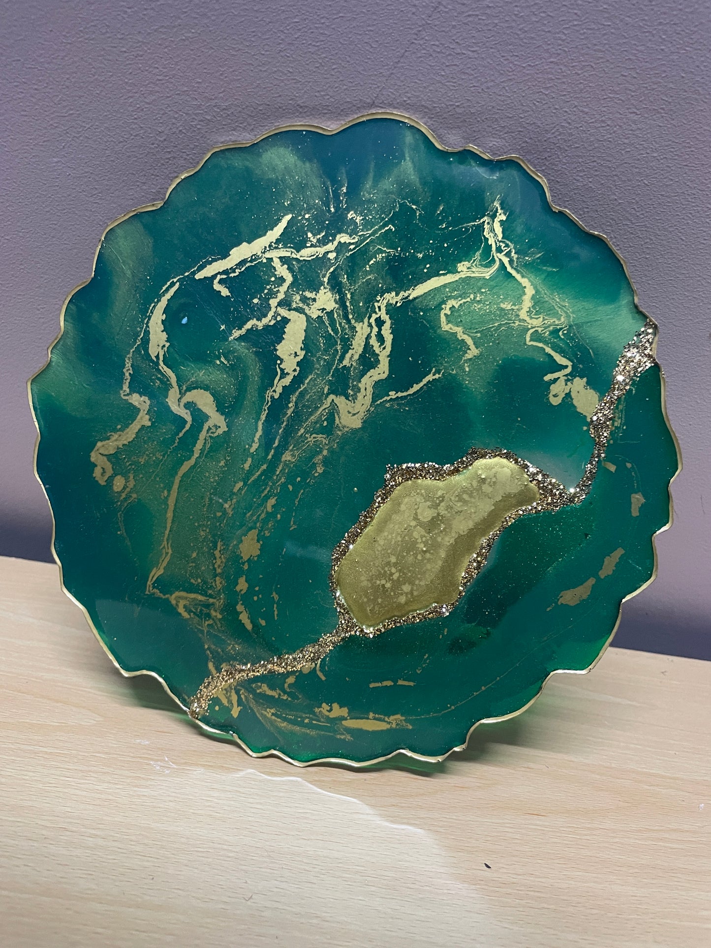 Green and gold - Round Resin Placemat