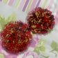 Red with gold flakes and rose petals Small Irregular Round Coasters - Set of 2