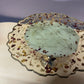 Cream, gold and clear, with rose petals and good flakes Irregular Round Pedestal Resin Cake Stand