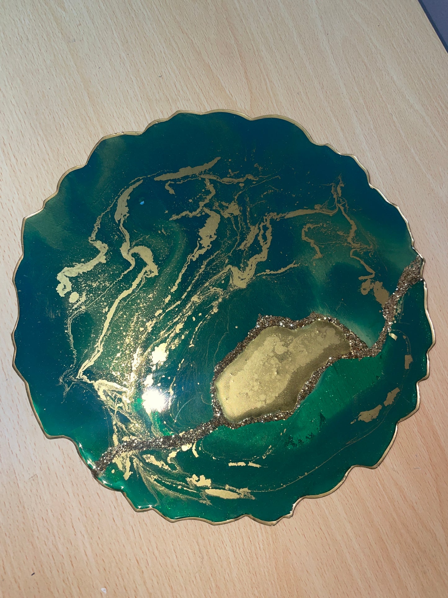 Green and gold - Round Resin Placemat