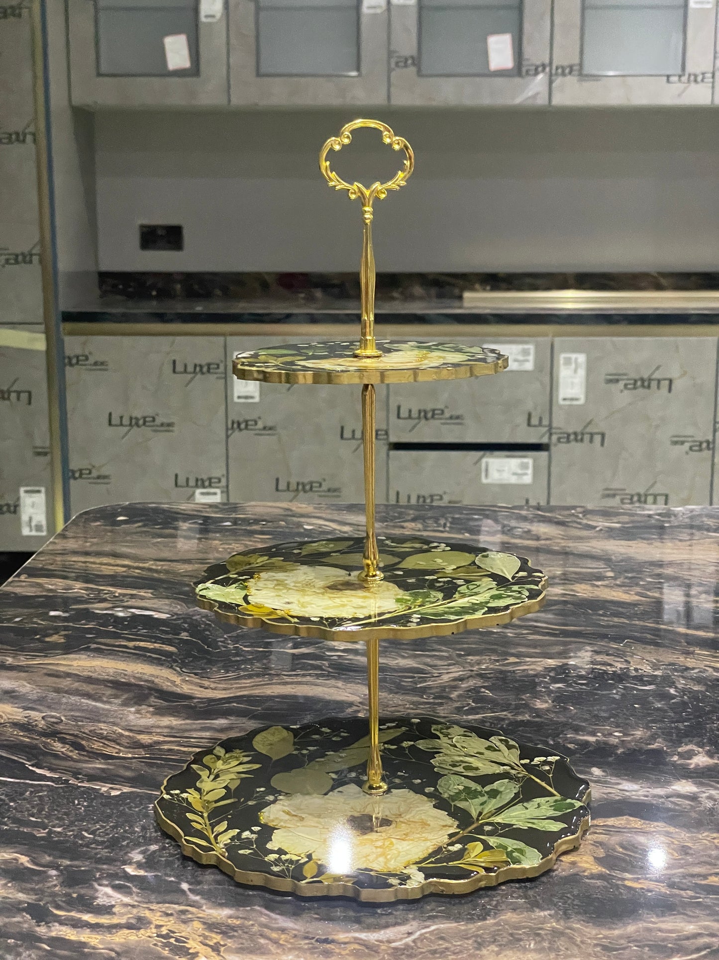 Floral Resin Tiered Cake Stand - Custom