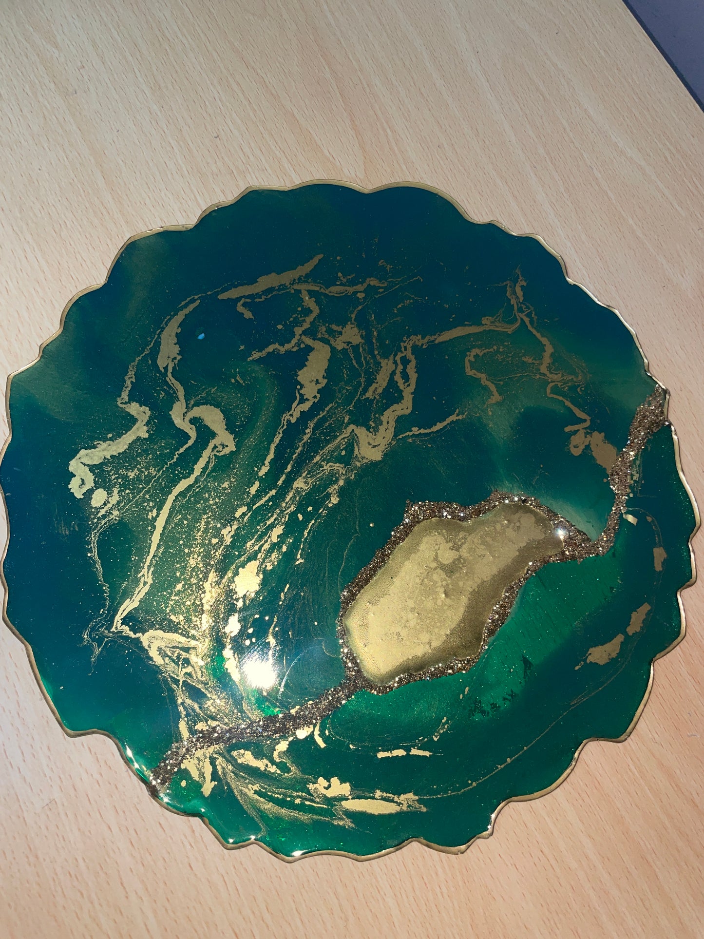 Green and gold - Round Resin Placemat