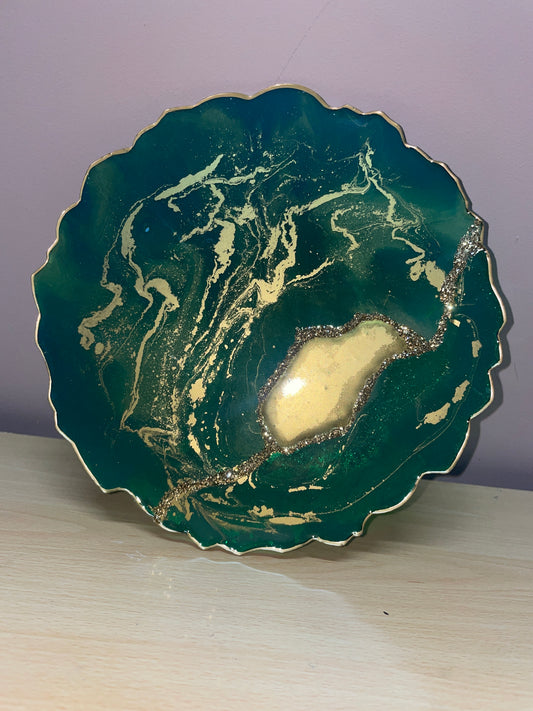 Green and gold - Round Resin Placemat