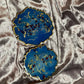 Blue ombre with gold flakes and rose petals Small Irregular Round Coasters - Set of 2