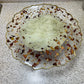 Cream, gold and clear, with rose petals and good flakes Irregular Round Pedestal Resin Cake Stand