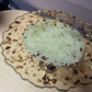 Cream, gold and clear, with rose petals and good flakes Irregular Round Pedestal Resin Cake Stand