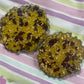 Yellow with gold flakes and rose petals Small Irregular Round Coasters - Set of 2