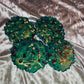 Green with gold flakes and rose petals Small Irregular Round Coasters - Set of 4