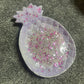 Purple, pink and silver foil glam Pineapple Resin Trinket Tray