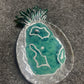 Silver Glitter and green marble geode Pineapple Resin Trinket Tray