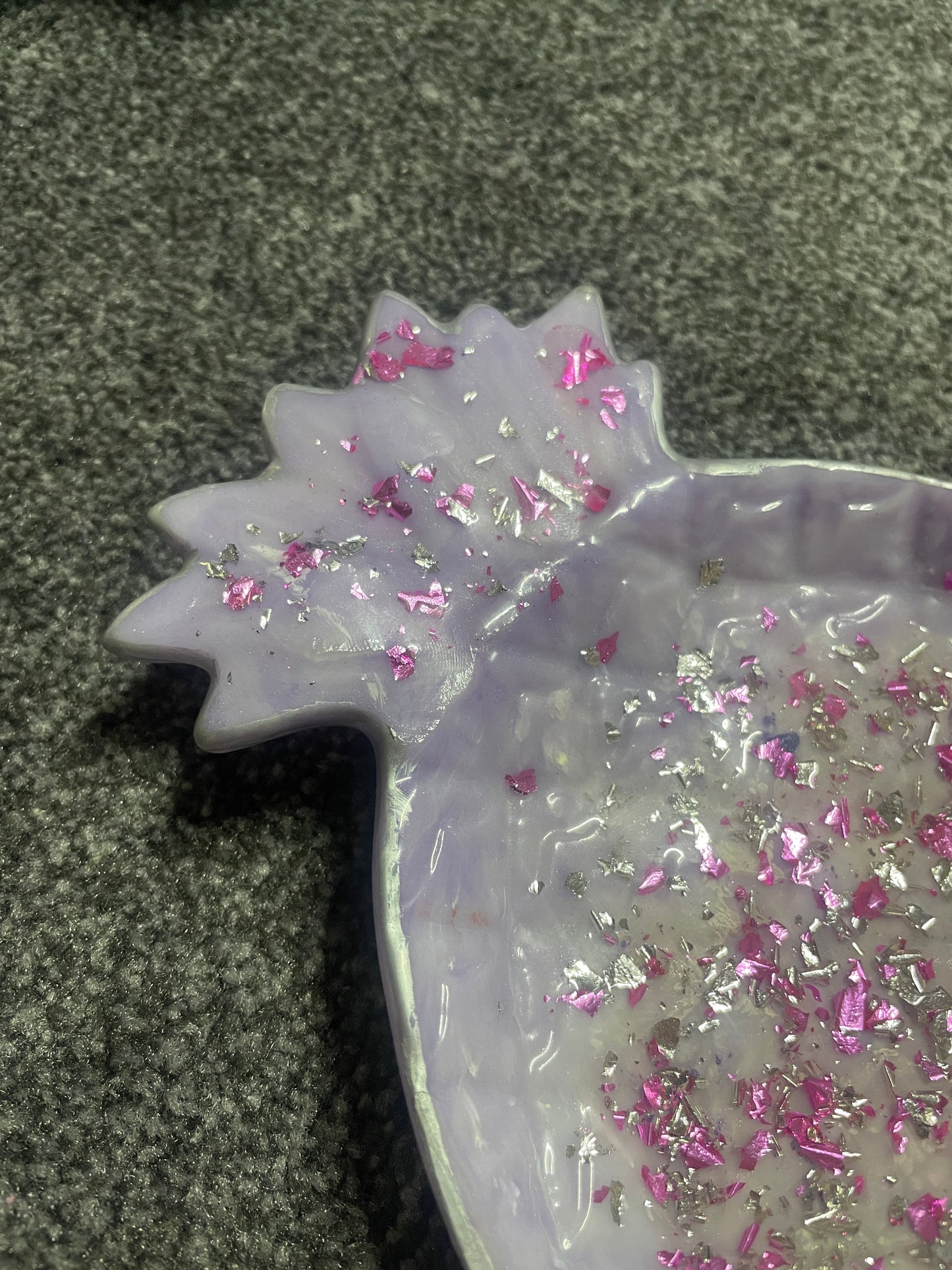 Purple, pink and silver foil glam Pineapple Resin Trinket Tray