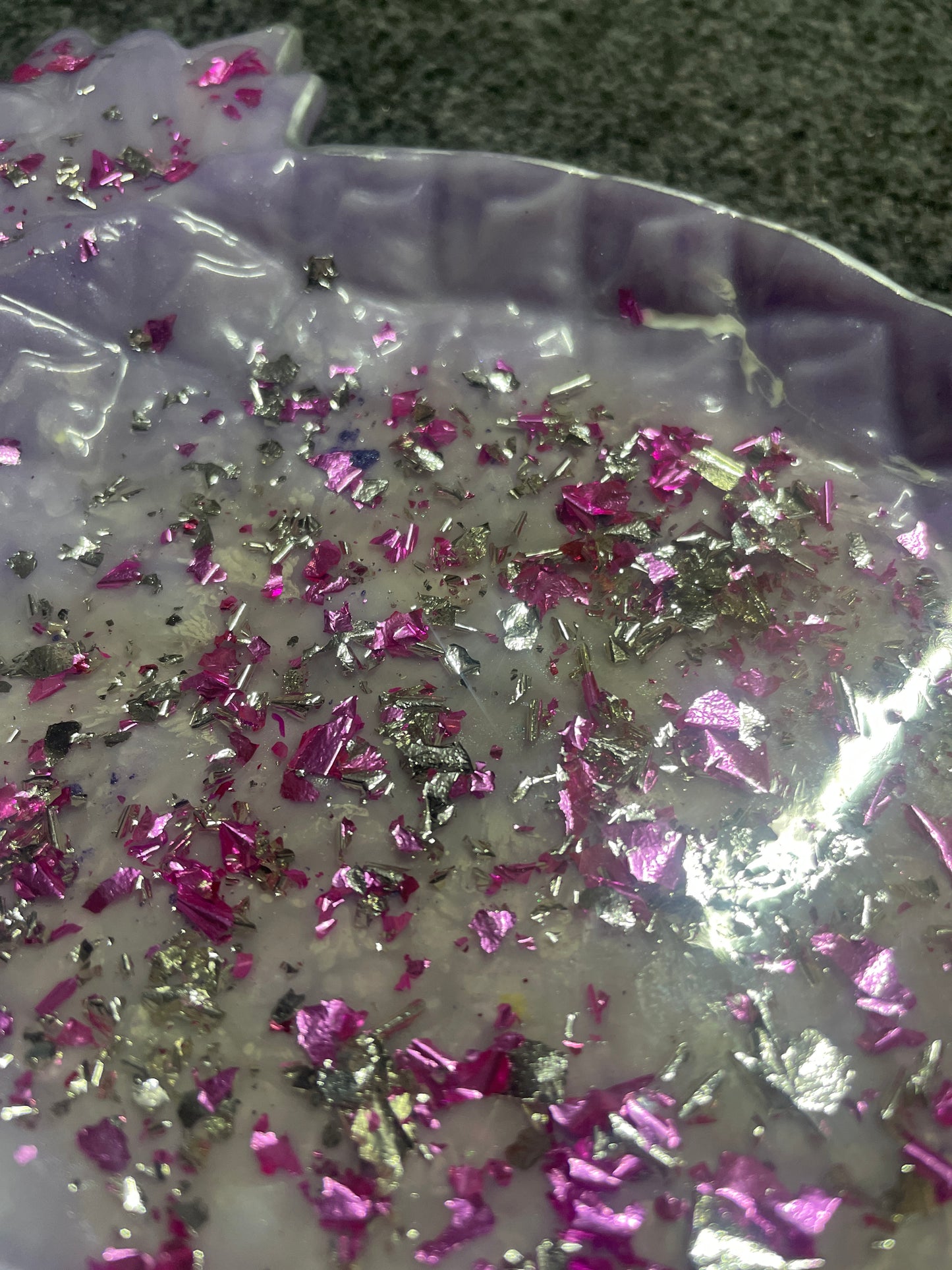 Purple, pink and silver foil glam Pineapple Resin Trinket Tray