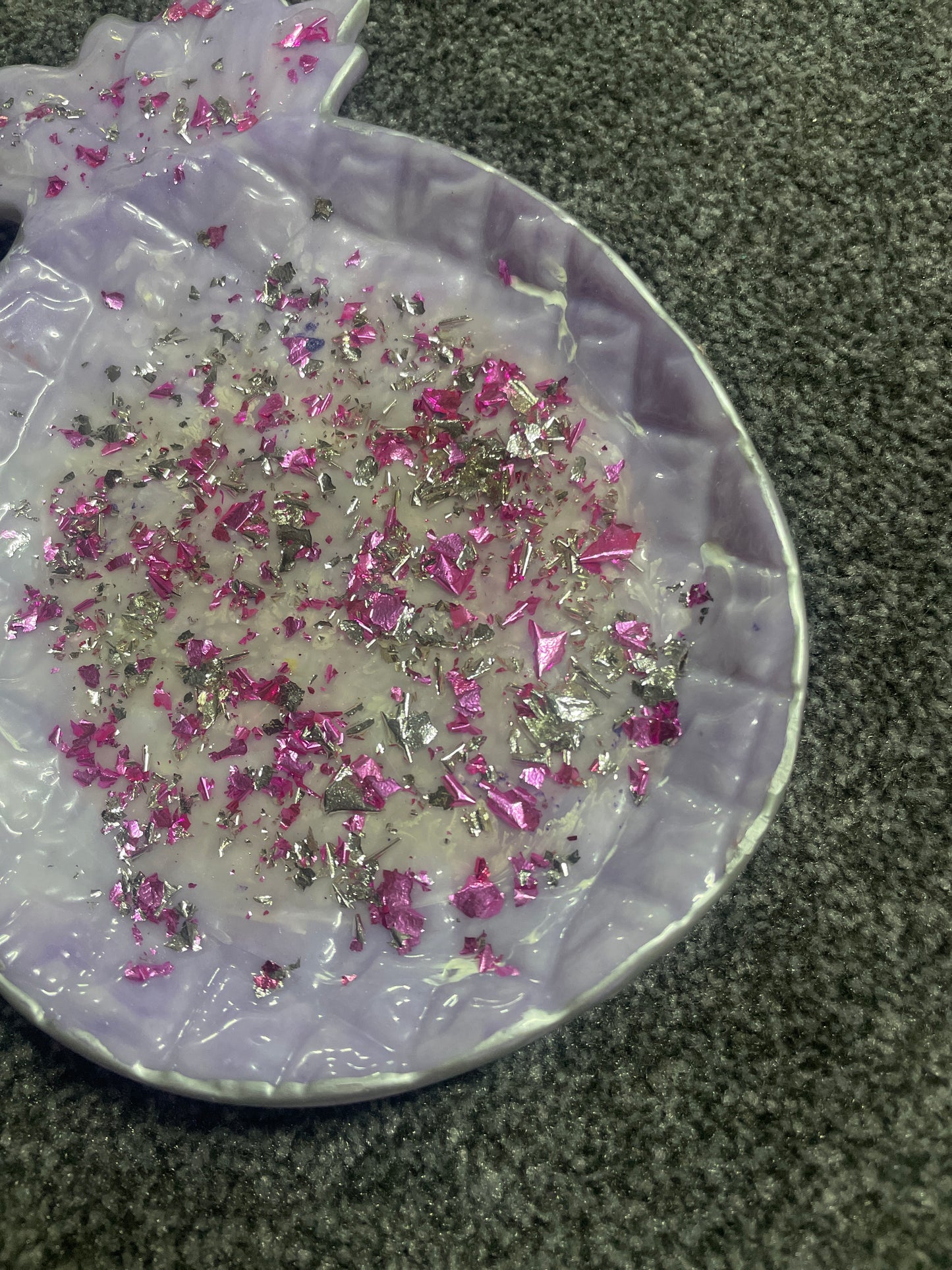 Purple, pink and silver foil glam Pineapple Resin Trinket Tray