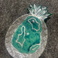 Silver Glitter and green marble geode Pineapple Resin Trinket Tray