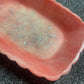 Red and White Marble With Silver Flakes Rectangle Pleated Resin Trinket Tray