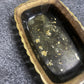 Black and Gold, with gold flakes Rectangle Pleated Resin Trinket Tray