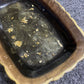 Black and Gold, with gold flakes Rectangle Pleated Resin Trinket Tray