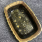 Black and Gold, with gold flakes Rectangle Pleated Resin Trinket Tray