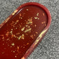 Deep Red with Gold Flakes Oval Resin Trinket Tray