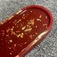 Deep Red with Gold Flakes Oval Resin Trinket Tray