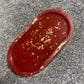 Deep Red with Gold Flakes Oval Resin Trinket Tray