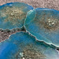 Blue, Clear and Silver Coasters - Set of 4