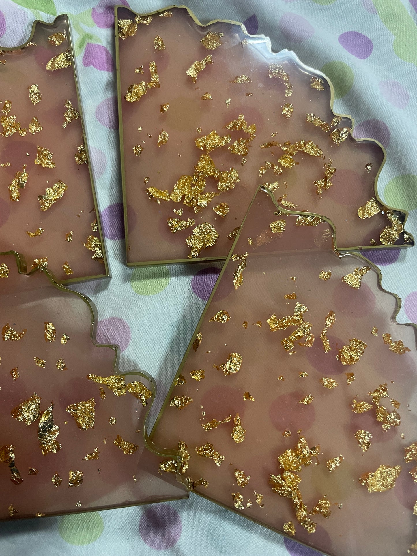 Pink and Gold Foil Flake Coasters - Set of 4